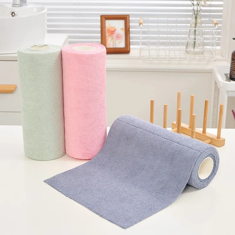 Custom Microfiber Dishcloth Disposable Hand Tear Convenient Dishcloth Absorbent Dustproof Cleaning Cloth Roll For Home Kitchen