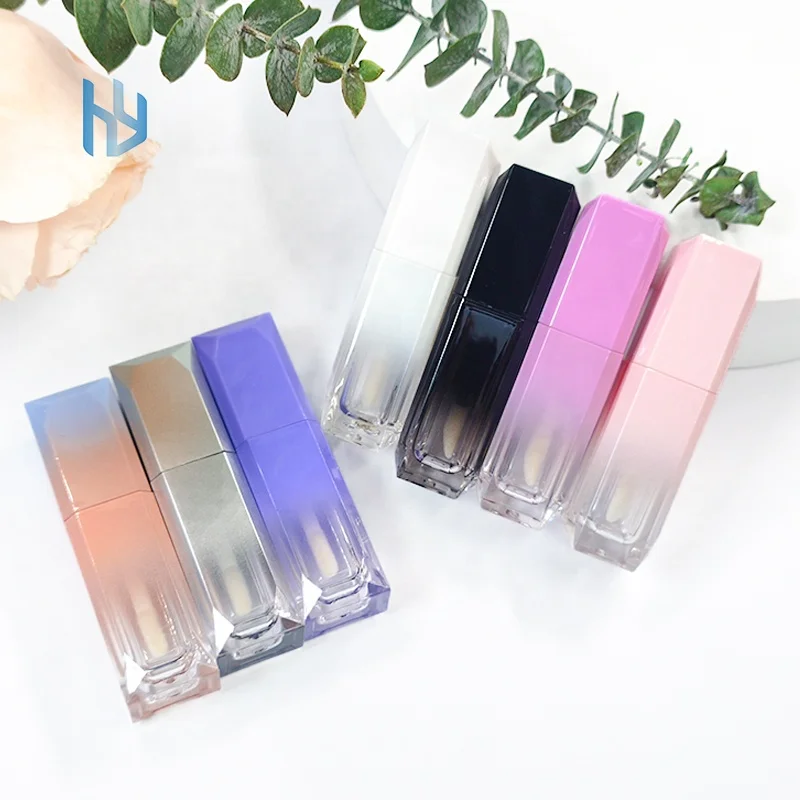 Gradual color pink liquid lipstick tube DIY logo Lip Oil bottle,custom Lip gloss tube container,pink lipgloss bottle