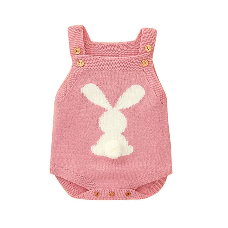 2021 boutique knit lovely cartoon rabbit easter straps baby bunny crochet sweater (1600159905210)
