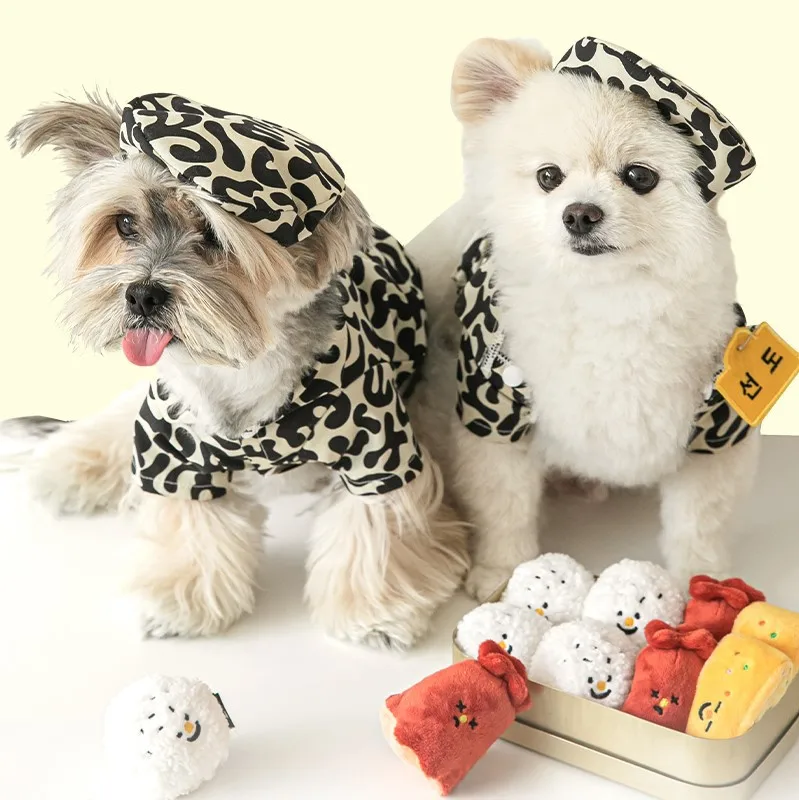 Hot Selling Luxury Soft Plush Interactive Squeaky Food-leaking Bento Chew Toy Sausage Rice Ball Faux Fur Indoor Training Tools