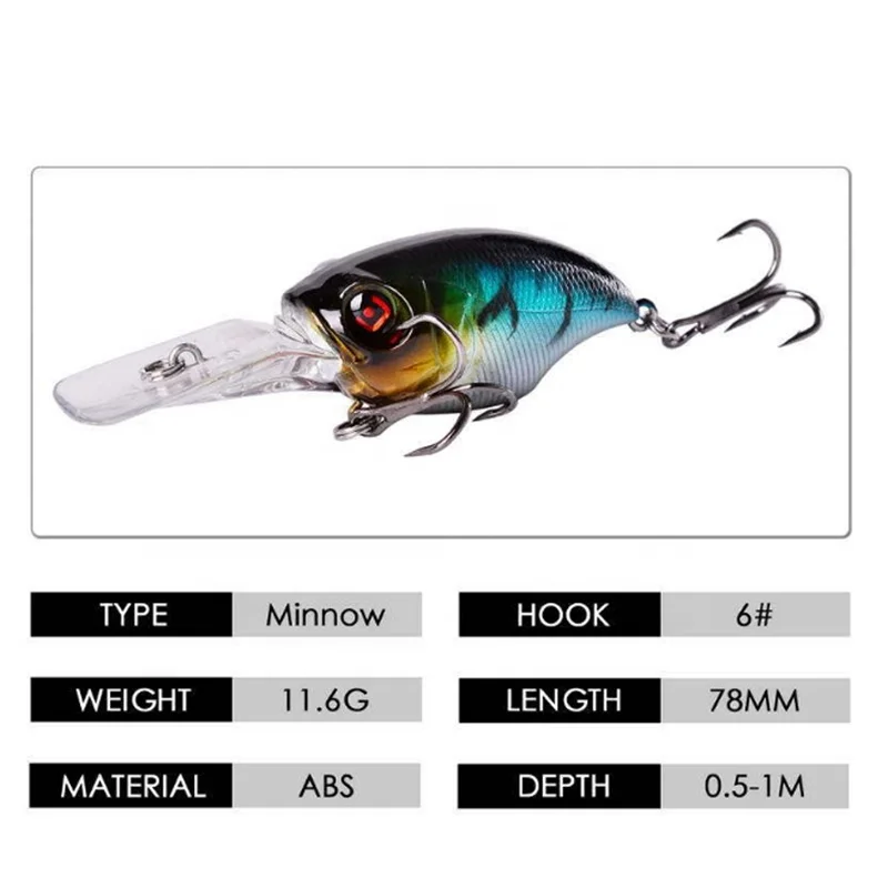 78mm 11.6g Wholesale Factory Make Fishing Plastic Fish Bait Japanese Style Hard Crankbait Lures