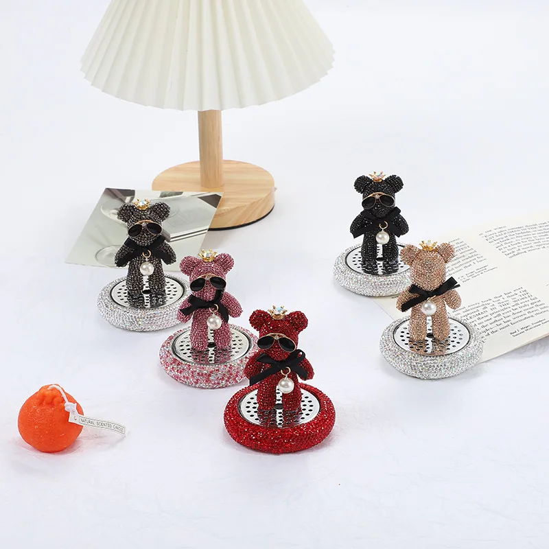 2021 diamond-studded cartoon bear-shaped doll car decoration, home furnishings wholesale in stock