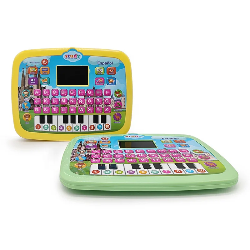 Toddlers learning pad educational toy kids multi-function Spanish tablet learning machine LED screen learning tablet with music