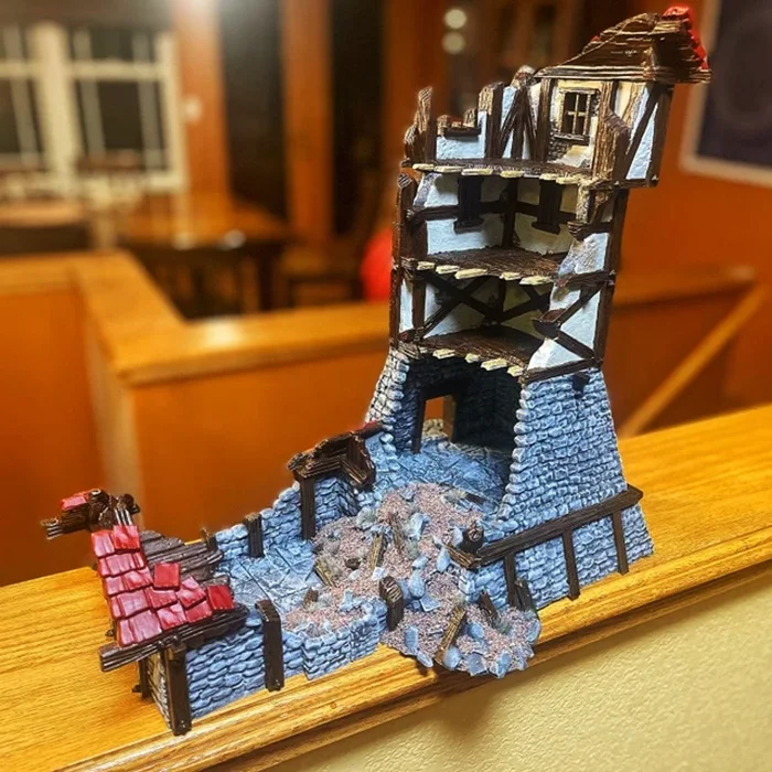 custom craft 3D miniature tabletop terrain games decor unpainted layered DnD resin Tower Ruin model figurines