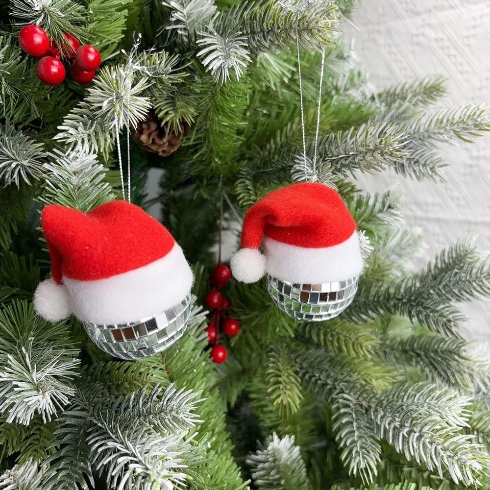 Disco ball 4cm Mirror ball with small hat mini cute Christmas ornament