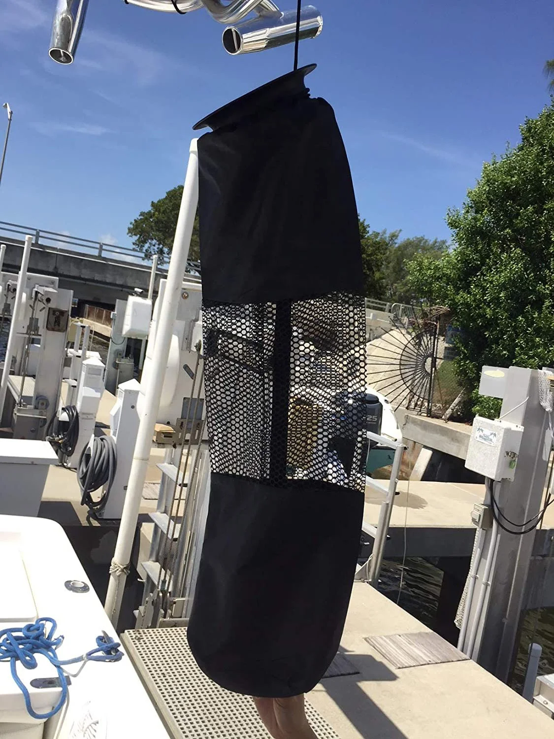 
Hanging Boat Trash Bag Sundries Houseboat Storage bag Medium Hoop Mesh Yacht Trash Bag for Your Boat 