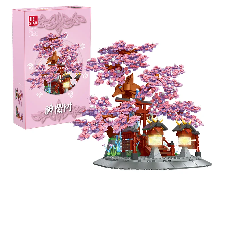 1370pcs/set Light Cherry Blossom Tree House Model New DIY Flower Toy & Building Block Sets Made Plastic Perfect Gift Set