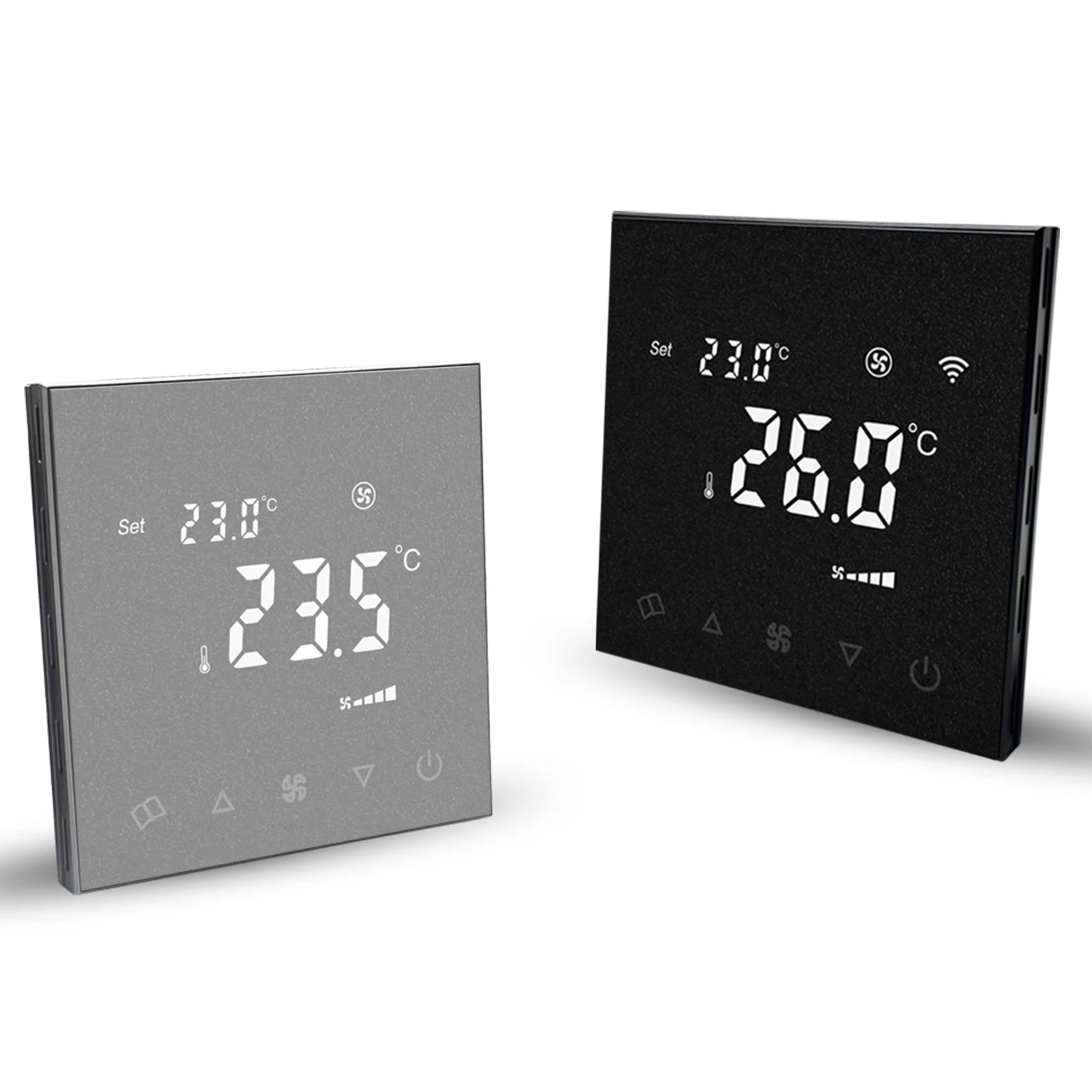 U8S-DT touch screen 2-pipe RS485 modbus 0-10v modulating fan coil digital smart room thermostat