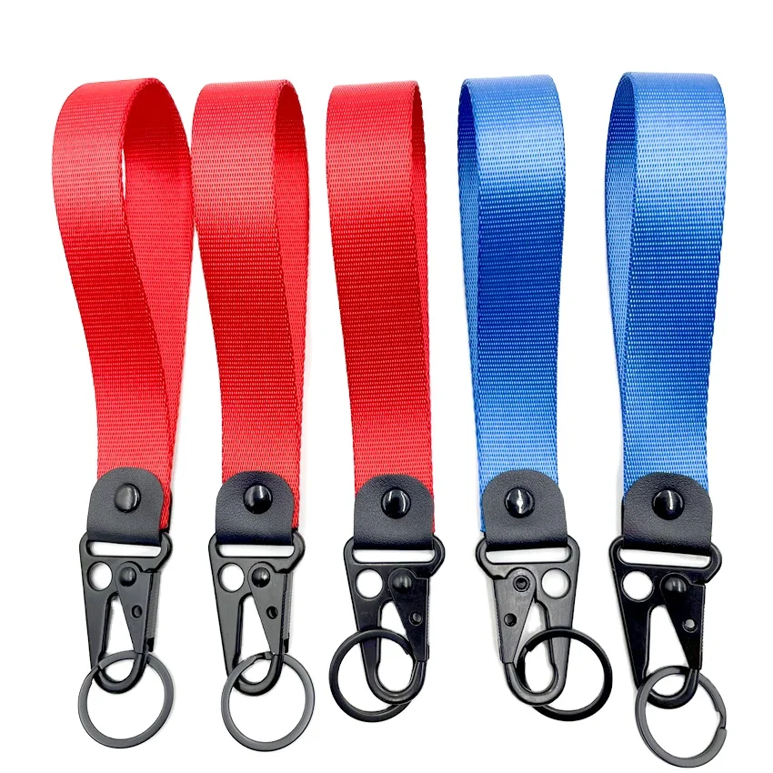 Factory free design custom dye sublimation logo Rpet keychain pink lanyard neck strap