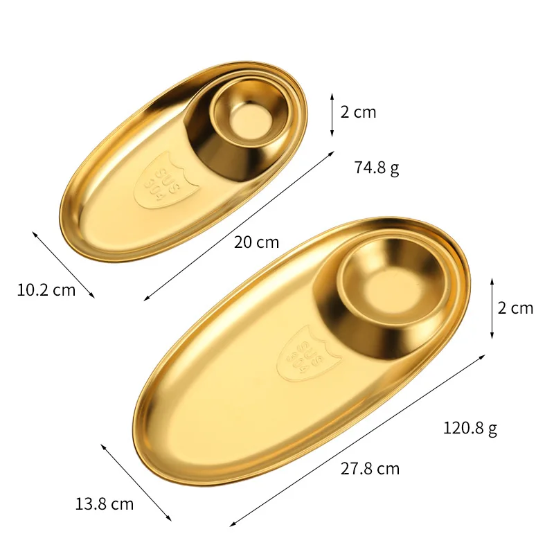 304 Stainless Steel Snack Plates Dinner Plates Camping Dishes Snack Tray  Family Party Restaurant Kitchen BBQ Metal Dinner Plate