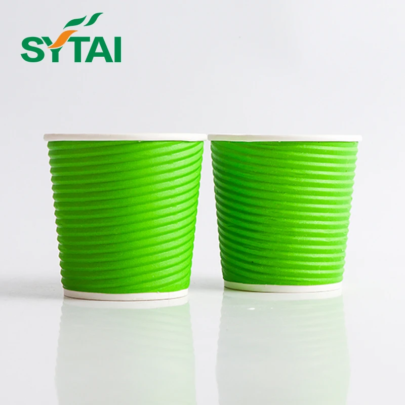 eco friendly disposable 10 oz ripple wall  raw material paper foam cup with coffee sleeve and 80 mm lids