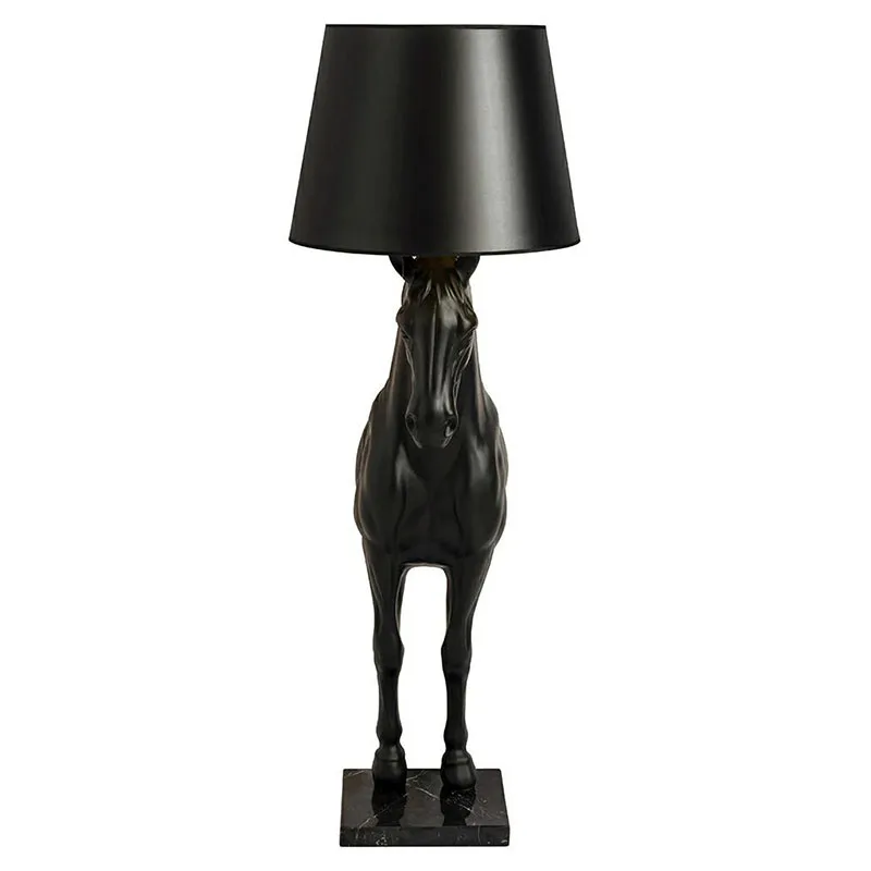Nordic Denmark Retro Puppy Floor Lamp Decoration Resin Horse Post Lantern Lobby Loft Horse Standing Lights