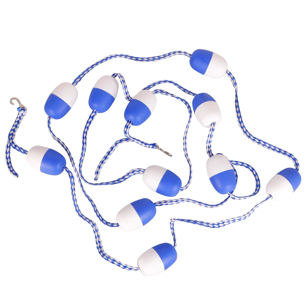 Floating Pool Safety Rope - 20 Foot - Adjustable Length Lane Divider with Hooks for Swimming Pools - Equipment to Divide Swim Ra