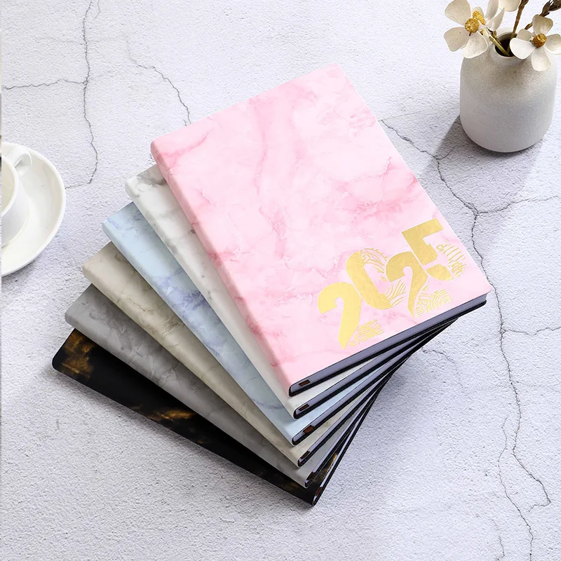 2025 custom luxury business agenda set budget planner notebook with pen marble gold daily planners and journals school supplies