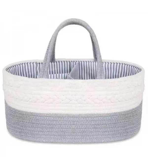 Custom Cotton Rope Baby Diaper Caddy Organizer With Removeable Insert Baby Kids Nursery Storage Basket