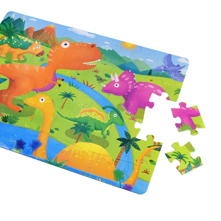 Custom Kids Wooden 3D Puzzle Jigsaw educational Toys For Children Cartoon Dinosaur Animal Wolf lion Owl Puzzles