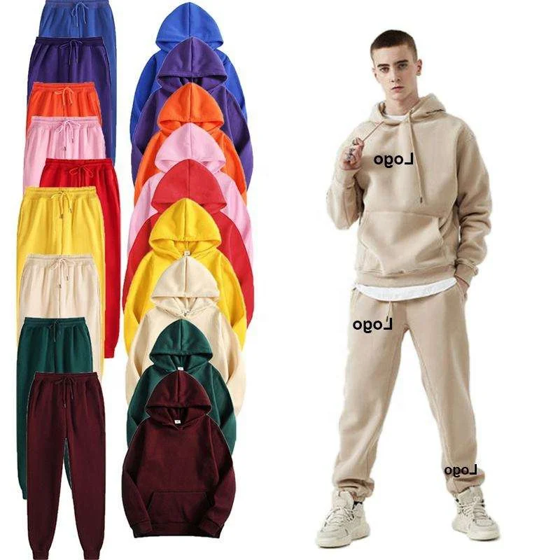 Men Polyester Tracksuit Custom Sweatsuit Jogger Set Private Label Blank Track Jogging Sweat Suit Men Sweatpants And Hoodie Set