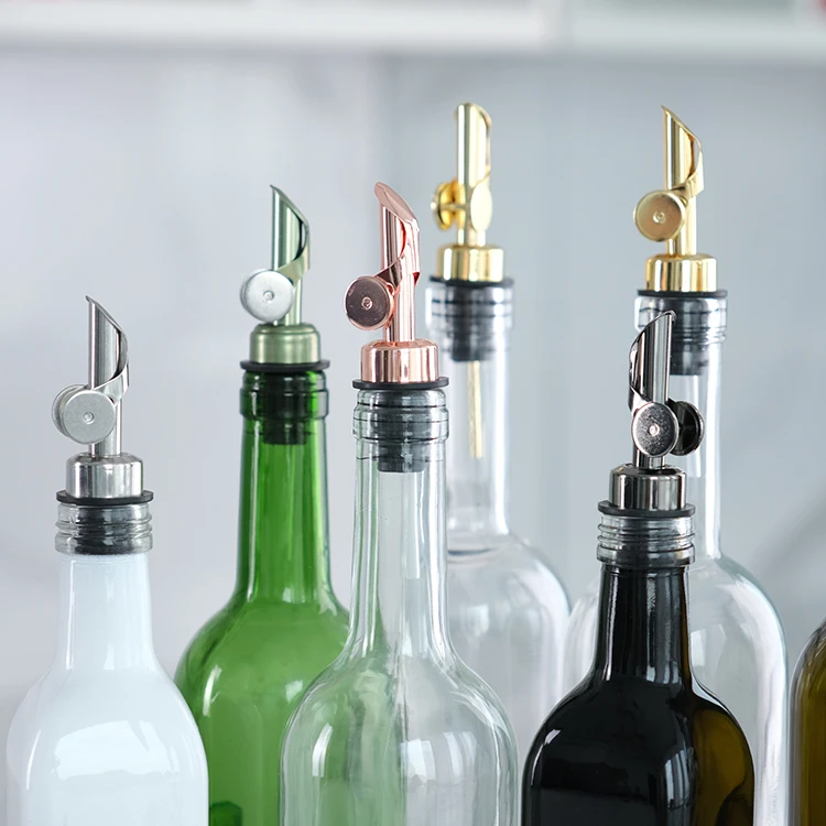 Wholesale Flip Stainless Steel Cork Olive Oil Wine Bottle Pourer Liquor Pourer With Plastic Dust Lid