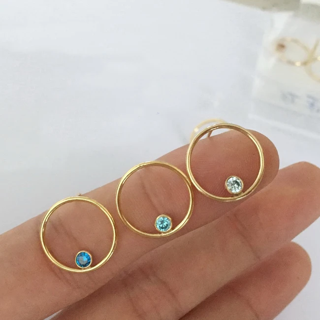 Excellent Quality Gold Earring Jewelry 14K Gold Filled AAA Zircon Birthstone Stud Earrings for Women