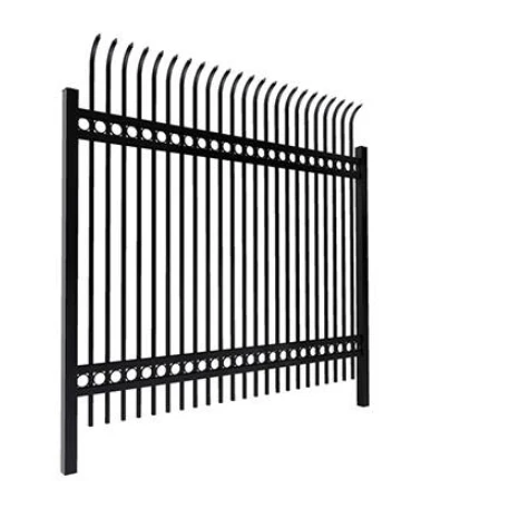 Дешевые 6 футов 8 непревзойденное копье из кованого железа панели забора Изогнутый Верхний стальной забор