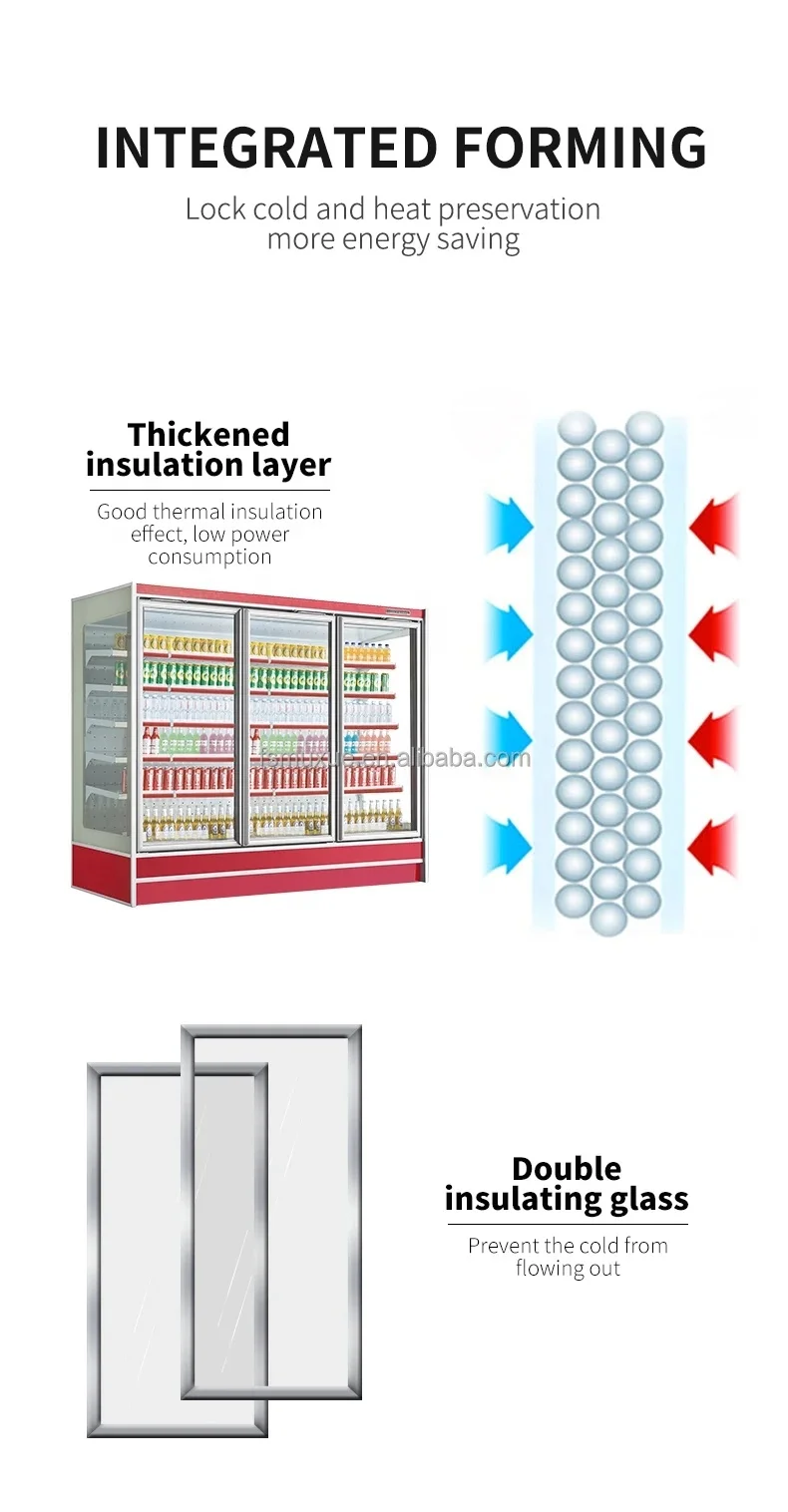 Remote compressor Stand glass door Open Display Chiller / Drink Refrigeration Equipment for Supermarket