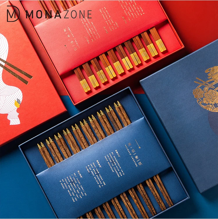 Палочки для еды MONAZONE в китайском стиле Подарочная коробка домашние деревянные палочки венге свадебный подарок набор из 10