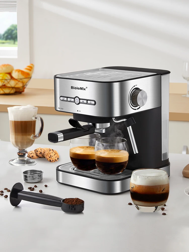 BioloMix 20 Bar 1050W Semi Automatic Espresso Coffee Machine Coffee Maker with Milk Frother Cafetera Cappuccino Hot Water Steam