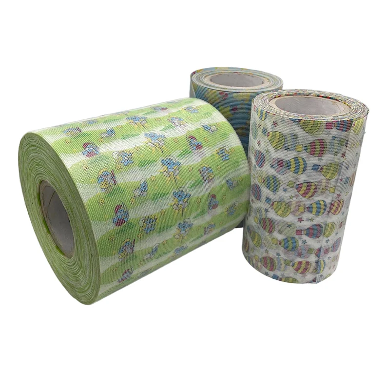 Diaper raw material printed front tape BOPP mesh knitted Nonwoven PP frontal tape for baby diaper manufacture