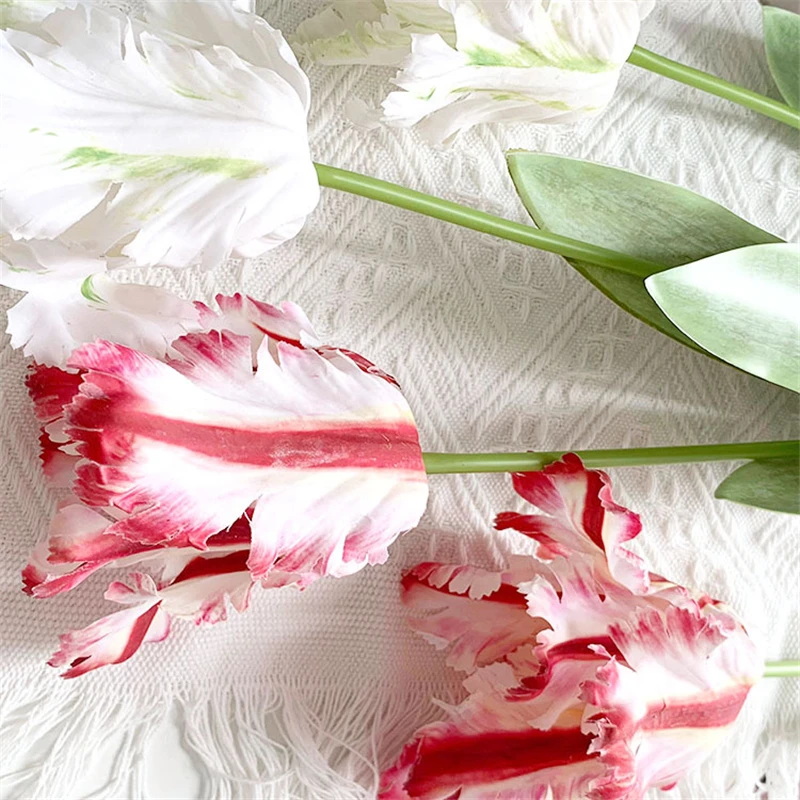 2023 New High Grade Artificial Real Touch Tulip Stem Parrot Tulips For Home Decor