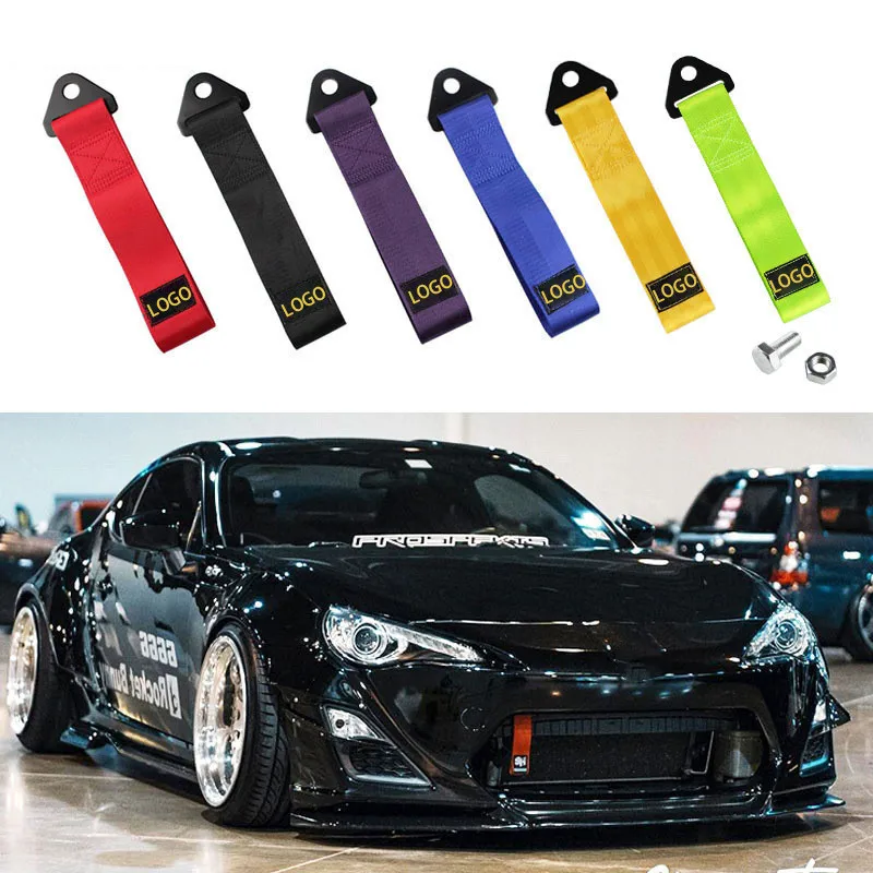 Custom Universal 2 inch Nylon SPR JDM Car Bumper trailer logo drift Ropes jdm Racing Tow trunk hook Strap straps