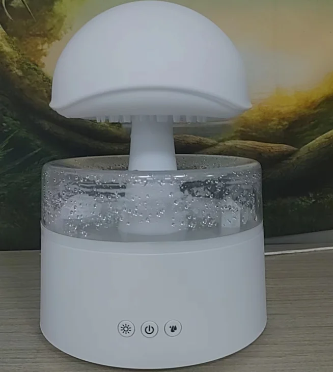 2024 Colorful Light Cute Baby Sleeping Help White Noise Machine Rain-water Droplet Sounds Air Humidifier Mushroom Rain Diffuser
