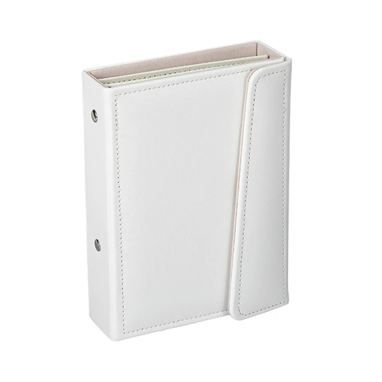 Latest magnetic wholesale high end pink white Leather Earrings Rings Packaging Jewellery Book in stock with mirror