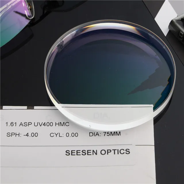 1.61 ASP UV400 eyeglasses prescription lenses cr39 HMC/SHMC coating single vision optical lens