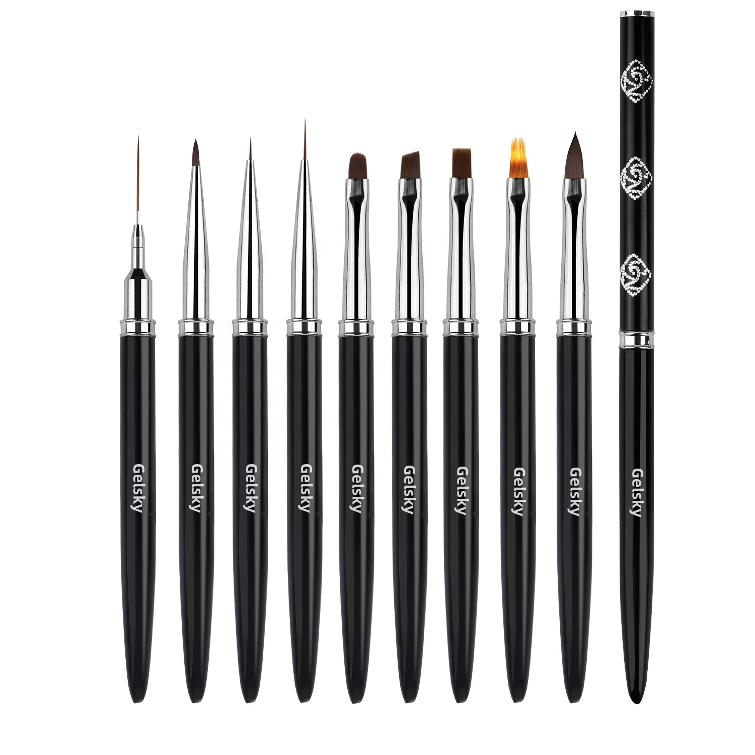 Gelsky Nail Art Brush Set 8Pcs 25 Mm Gel Nail Brush Black Liner Art Brush