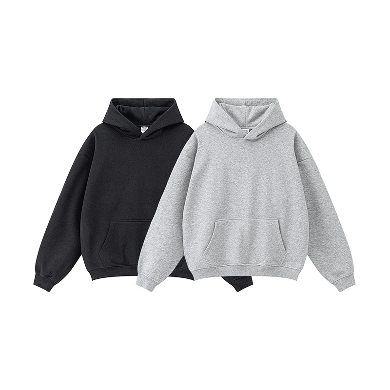 custom Wholesale Heavyweight fleece Composite Hoodie Pullover solid oversized thick warm blank Hoodie for winter