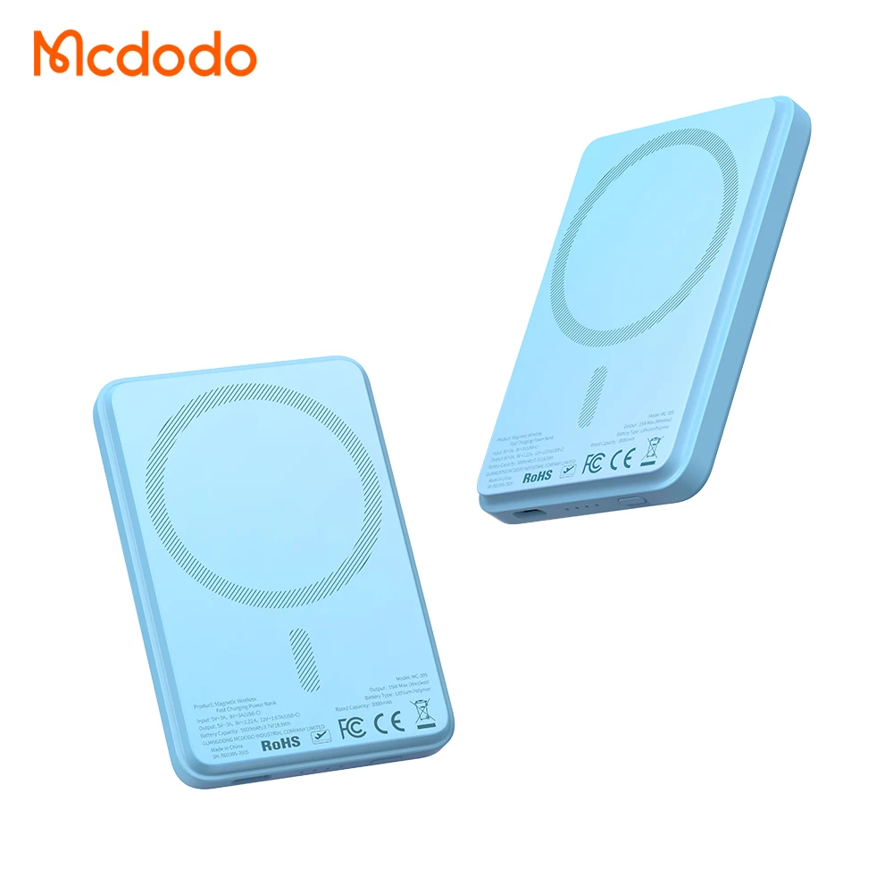 Mcdodo Новый 5000 мАч магнитный Power Bank мини-зарядное устройство 15 Вт беспроводной + 20 PD магнитное портативное