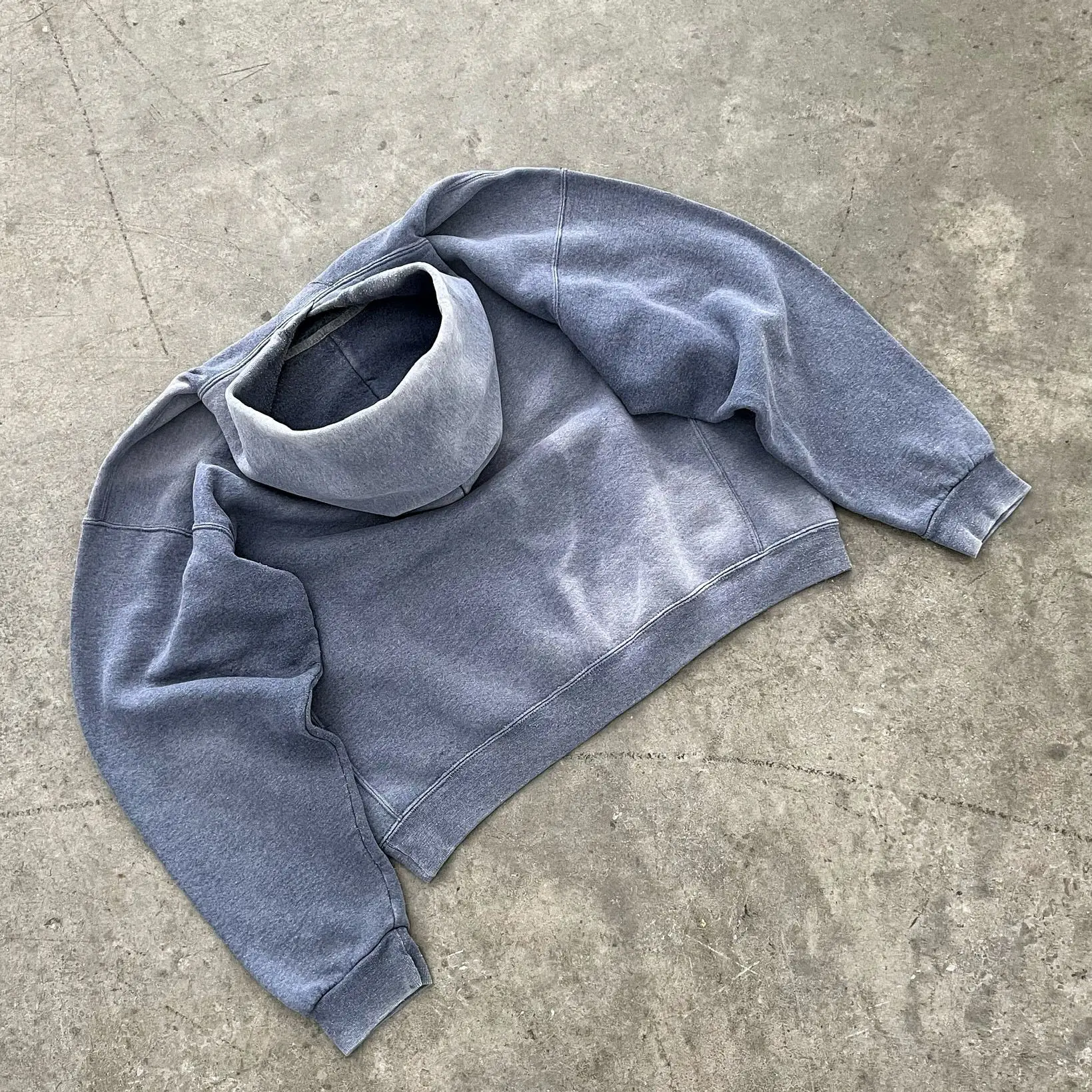 Custom Vintage Oversized 100% Cotton Heavyweight Sun Faded Blank Acid Washed Distressed Hoodie