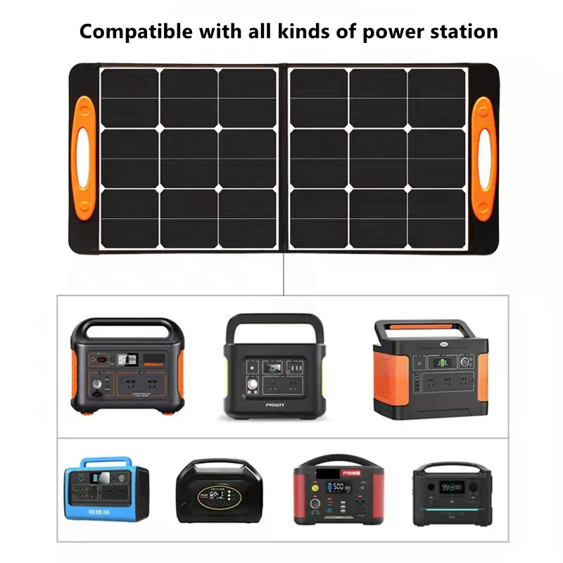 SolarSaga 100W Solar Cell Charger with USB Outputs Portable Foldable Solar Panel for  240/300/500/1000/1500w Power Station Phone