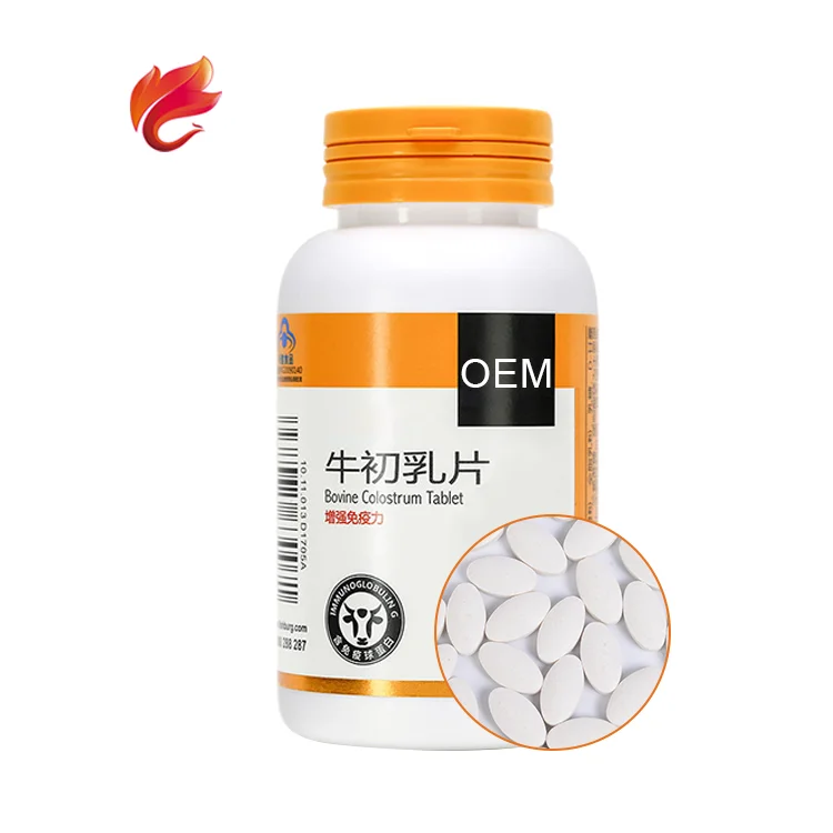 
Bovine Colostrum Milk Powder 1000mg Chewable Tablets Pills Private Label Take 2 Tablets Once a Day Improved Bone Density Oblong 