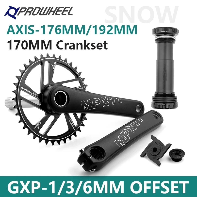 Prowheel MPX11 snow Bike Crank 170mm 30/32/34/36/38/40/42T Sprocket 1/3/6 Offset GXPP Sprocket 100/120MM Bike BB fat Crank