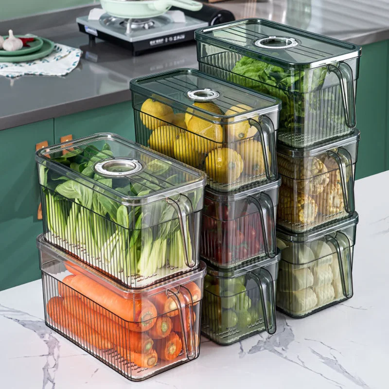 BPA Free Fridge Organizer Stackable Refrigerator Organizer Bins Reusable Food Storage Containers in Home Kitchen