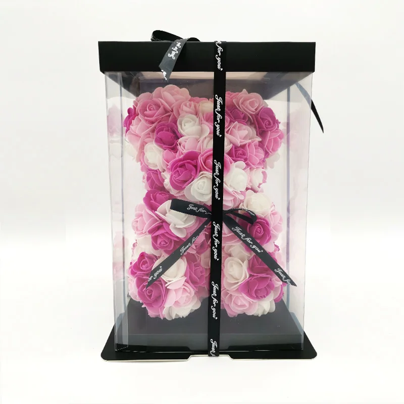 Wholesale Artificial 25cm Foam Teddy Rose Bear Including Gift Box for Valentines Days