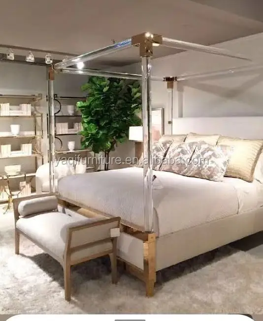 2021 hot sale clear acrylic cot beds canopy beds acrylic bed frame