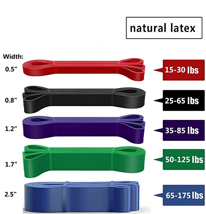  Custom Printed Logo 100% Natural Latex Pull Up Assist Power Resistance Bands Exercise