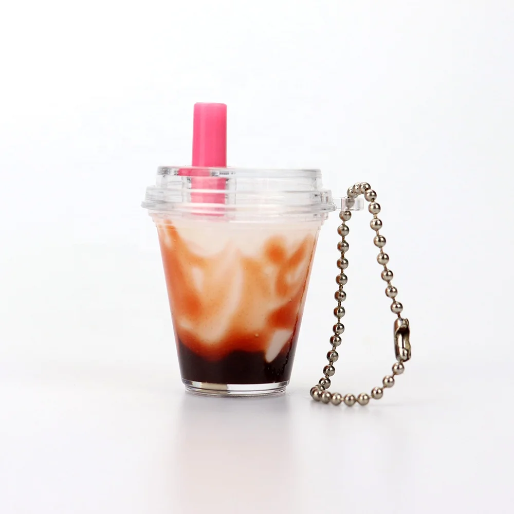 Коричневый сахар Tapioca Boba молочный чайный стакан с грязными пузырями прекрасный сувенир Подарочный жемчуг напитки из смолы литой брелок для автомобильного кошелька сумки