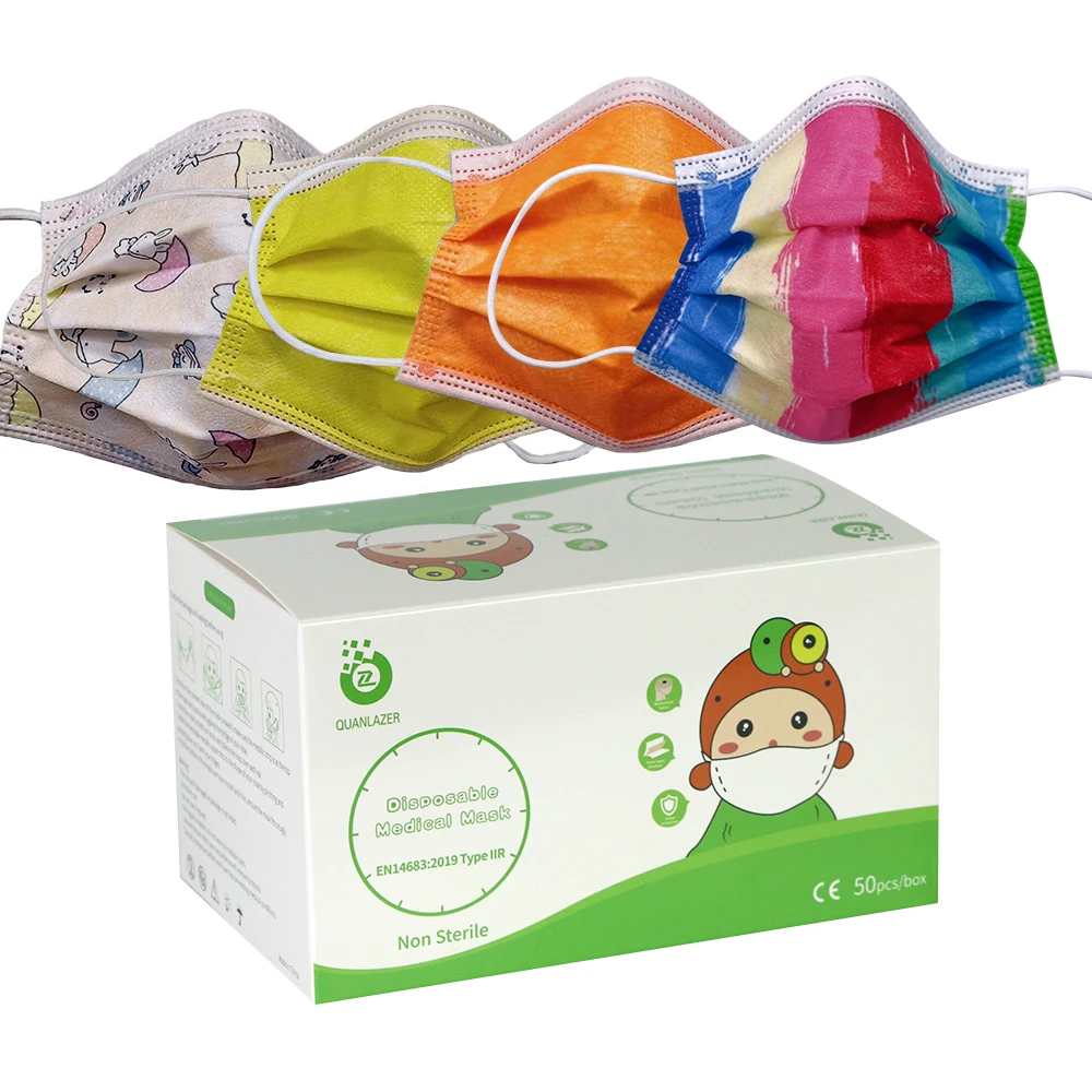 
2020 Fashion Wholesale Custom Designer Kids Filter 3 Ply Disposable Child Face Mask Manufacturer 