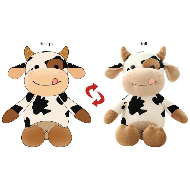 Hot Selling Custom Cute Dairy Cow Plush Toy Plush Purple Yellow Cow Pet Toy Soft Anime Stuffed Animal Baby Toy