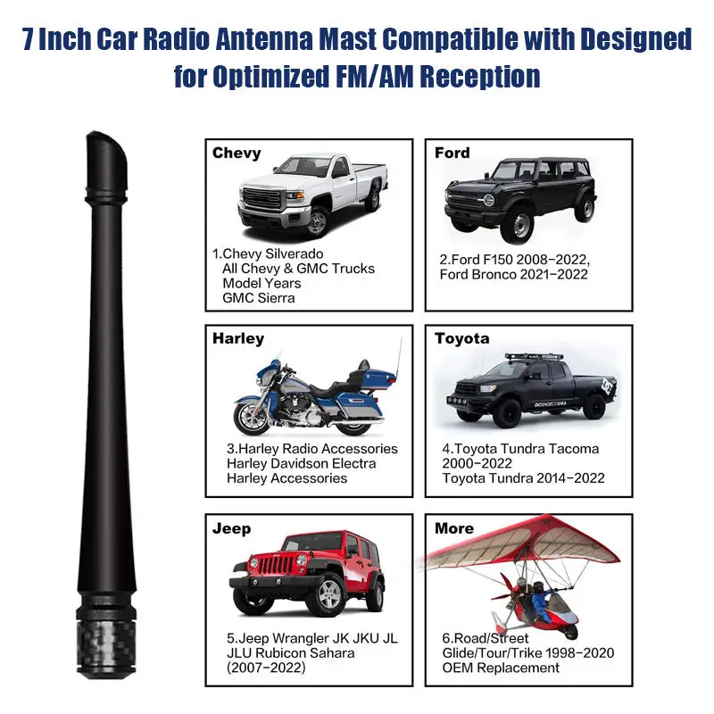 Custom Flexible Rubber Truck Car Radio Antenna for FM/AM Reception
