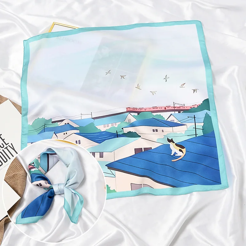 Wearing a fashion leopard Sweet and pure and fresh scarf summer for leopard  woman hair scarfs fashion vietnam silk scarves