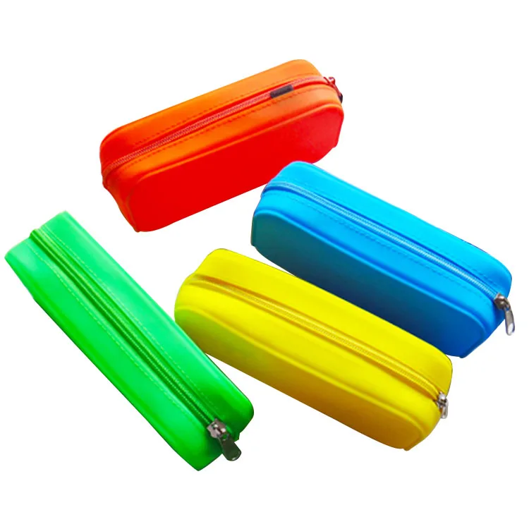 
Eco-friendly promotion cartoon design soft silicone zipper pencil case 
